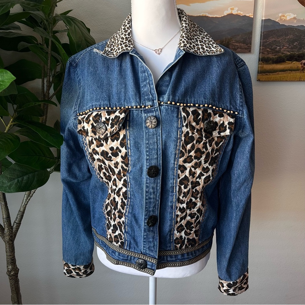 Leopard Print Denim Jacket